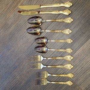 Set of 10 gold flatware pieces Rogers Stanley Roberts Royalty